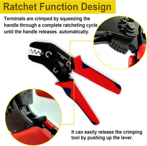 Crimping Tool with Ratchet, Ratcheting Wire Crimper Tool for Open Barrel Terminal Connectors, Electrical Crimping Tool, Crimping Pliers for 20-14 ...