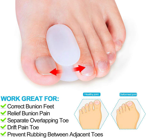 Povihome 10 Pack Gel Bunion & Toe Spacers Separators (0.3'' Thick) and Straightener Orthotics for Bunion Overlapping Toes, Bunion Toe Pain Relief ...