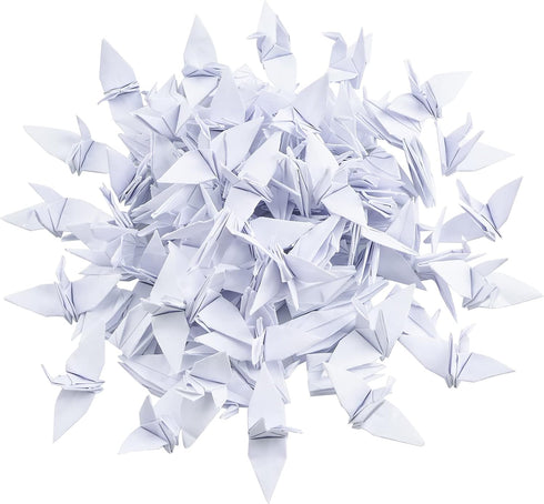 WANDIC 100 Pcs Origami Paper Cranes, Handmade Folded Origami Paper Crane String Garland for Wedding Party Backdrop Home Decoration, White...