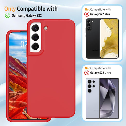 Galaxy S22 5G Case, Samsung S22 2022 Case Liquid Silicone Case Dual Layer Hybrid Hard PC Soft Silicone Gel Rubber Slim Fit Shockproof Protective P...