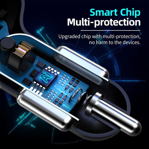 Amiss QC3.0 Car Charger Adapter, 4 Ports USB Car Charger, Fast Charging Electronic Devices with USB Interface, Car Interior Accessories, Compatibl...