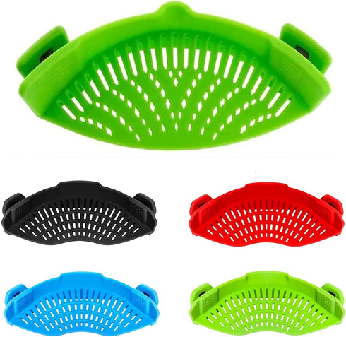 Snap Strainer, Clip on Strainer for Pots Pans, Hands-free Clip-on Heat Resistant Silicone Colander Pour Spout for Pasta Vegetable Noodles, Colande...