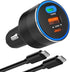 130W Car Charger with 100W E-Mark Cable - Multiport (2 USB-C & 1 USB-A) Super Fast Charging, Compatible with iPhone 15/14/13/12, Galaxy S24/S23/S2...