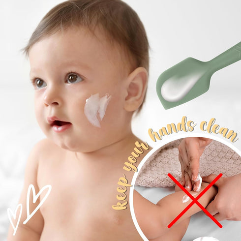 Diaper Cream Applicator Set - Soft Silicone Baby Butt Brush with Suction Base, Baby Butt Spatula, Full Size, 2 Piece - Newborn Baby Essentials (Sa...
