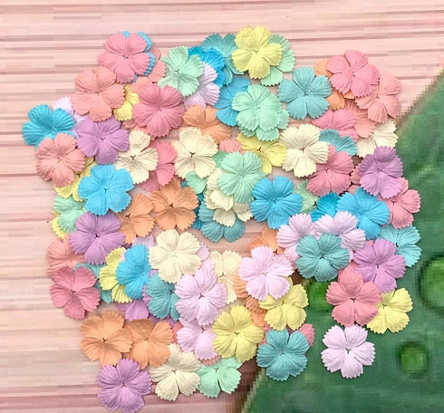 Handmade100 pcs Patch Starburst Flowers 29x29mm Mulberry Paper Flowers Scrapbooking Wedding DIY Craft Supplies Card (Pastel Tone)...