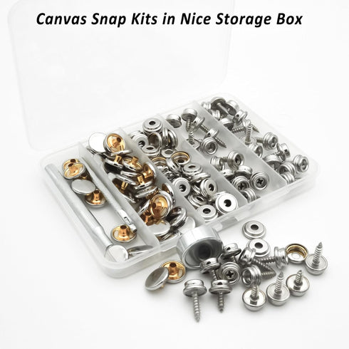 Hoeine Canvas Snap Kit, 40 Sets Marine Grade Boat Cover Snaps Heavy Duty Snap Fastener Kit Stainless Steel Snap Button Kit for Replacement Snaps f...