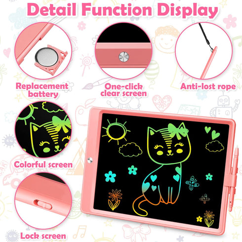 13 Inch LCD Writing Tablet Toys for 3 4 5 6 7 8 Year Old Boys Girls Gifts, Colorful Drawing Board Writing Doodle Pad, Portable Scribbler Boards Ed...