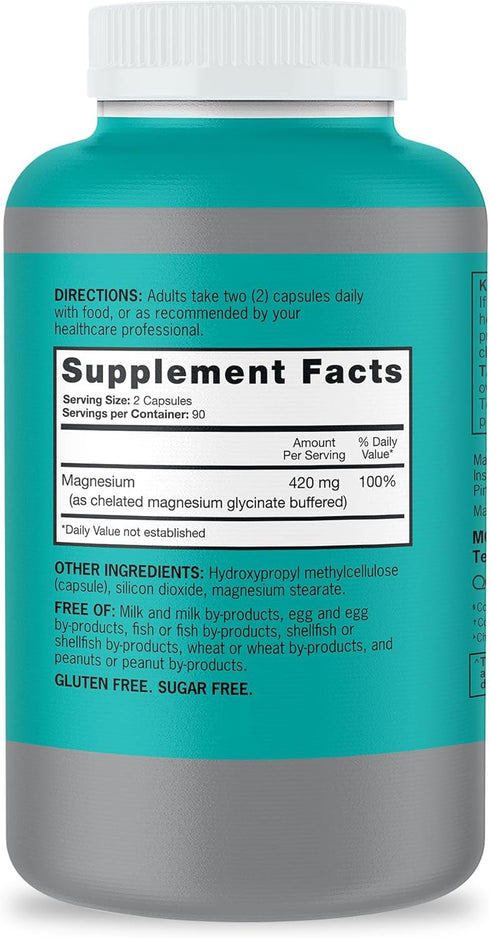 Qunol Magnesium Capsules 420mg, 100% DV, High Absorption Magnesium Supplement, Extra Strength, Bone and Muscle Health Supplement, 180 Count...