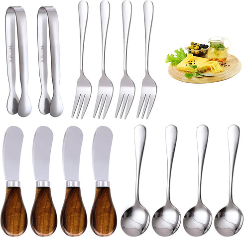 Charcuterie Accessories (14 Pcs), Cheese Spreaders for Charcuterie Board, Mini Serving Spoons, Forks and Mini Serving Tongs - Charcuterie Utensils...