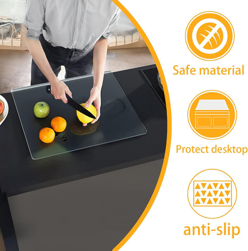 Multipurpose Acrylic Cutting Board with Counter Lip, 16 x 12 Inch Transparent, Non-Slip and Scratch-Resistant Cutting Boards for Kitchen, Countert...