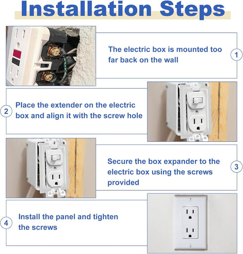 5PCS BE1-2 Electrical Outlet Box Extenders, 1 Gang Electric Box Extender with 10PCS Screws, Power Outlet Accessories (White)...