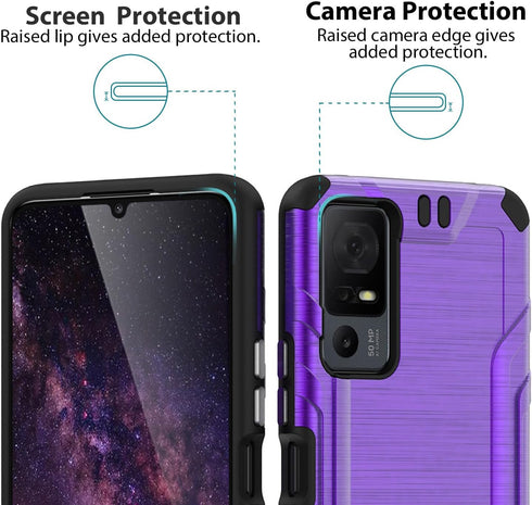 TJS Compatible for TCL 40 XL Case TCL 40 T T608DL Case, Lively Jitterbug Smart4 Case, with Tempered Glass Screen Protector Magnetic Support Hybrid...