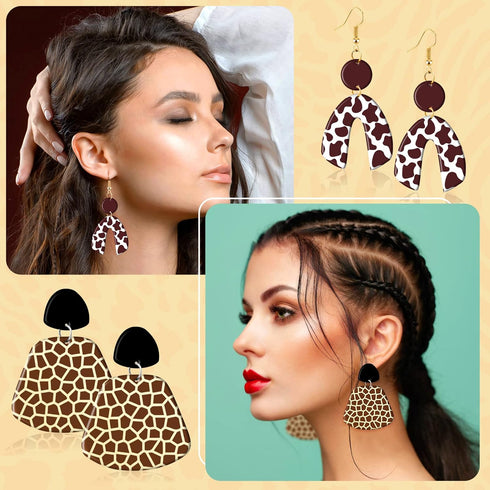 RUMIA 6 Pcs Silk Screen Stencils for Polymer Clay Reusable Animal Print Leopard Silk Screen Stencils for Printing on Clay Earrings Jewelry Decorat...