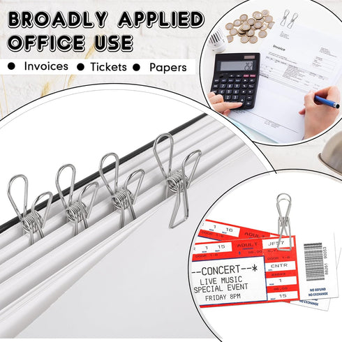 100 Pcs Paper Clips Metal Wire Hollow Out Clips Multi Purpose Utility Clips Invoice Bill Paper Clips Stainless Steel Hanging Clothes Pins for Scho...