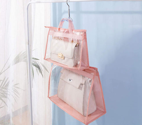 Vercord Clear PVC Handbag Dust-Free Cover Moistureproof Purse Storage Bag Organizer with Handle Zipper Space-Save Holder for Closet Beige XXL...