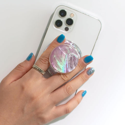 OnTheGrip Cute Natural Seashell Design Round Shape Collapsible Mobile Phone Grip Stand Holder for Smartphone Tablet Cell Phone Accessory (Magnetic...