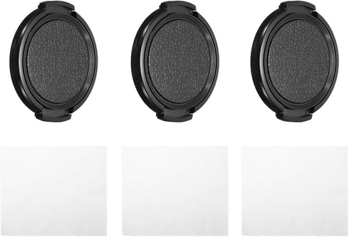 PATIKIL 43mm Lens Cap, 3 Pack Sides Pinch Snap Camera Lens Cover for Front Lens with Cloth, Suitable for 43mm Thread Universal DSLR Lenses for Nik...