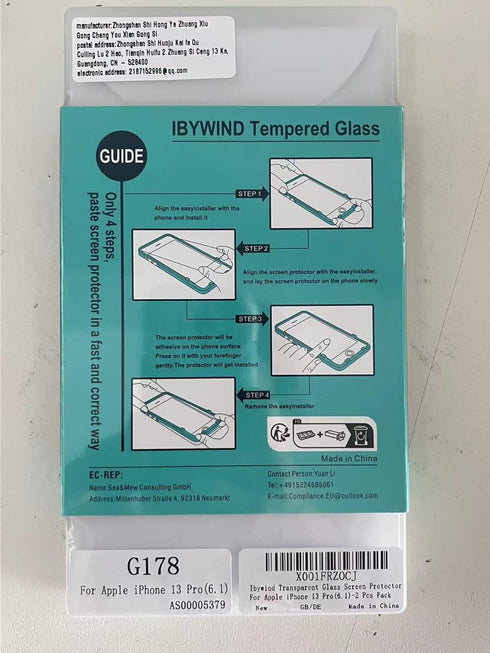 Ibywind Screen Protector For iPhone 13 Pro (6.1Inches),with 2Pcs Tempered Glass,1Pc Camera Lens Protector,1Pc Backing Carbon Fiber Film [Fingerpri...