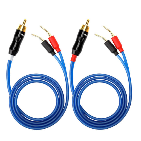 KK Cable V1-W2 18 GAUGE OFC Speaker Wire Pair with RCA Male (White & Red) to 2 Pair Pin (4Pin) Plugs, V1-W2 (3M(9.8ft))...
