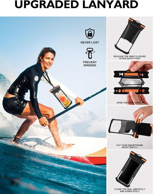 Waterproof Phone Pouch - 2 Pack Underwater Dry Bag, IPX8 Water Proof Phone Case for iPhone 15 14 13 12 Pro Max XS Samsung Case Up to 7.0" Detachab...