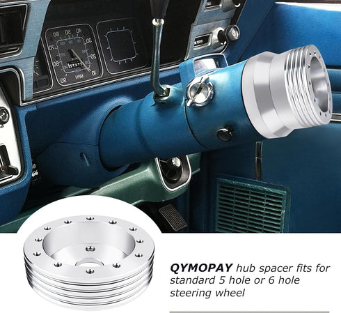 1" Steering Wheel Hub Adapter Conversion Spacer, 6 Hole to 3 Hole Steering Wheel Adapter Grant Adapter Boss Kit(Silver)...