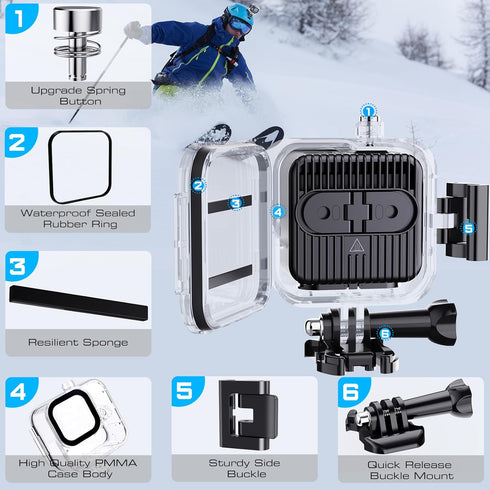 HONGDAK Waterproof Housing Case for GoPro Hero11 Black Mini,169ft/60M Diving Protective Housing Shell for Hero 11 Mini Action Camera Underwater Di...