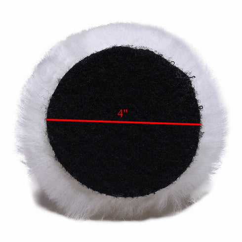OKAYDA Lambswool Polishing Pads 4 inch Soft Sheepskin Buffing Pads with Hook and Loop Back Design Cutting Pad for Car, Furniture, Glass and So On...