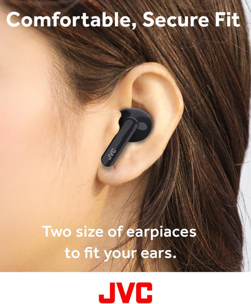 JVC Ultra Compact True Wireless Earbuds Headphones, Total 12 Hour Battery Life, Sound with 13mm Driver, USB-C Connection - HAB5TB (Black)......