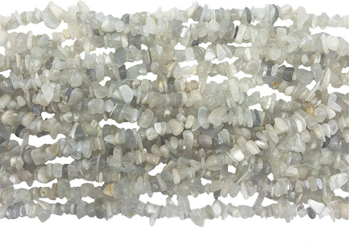 66" Irregular Tumbled White Moonstone Chip Beads for Jewelry Making, Healing Crystal Drilled Loose Bead Strand DIY Craft Supplies, 5-8mm...