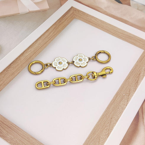 Nalefow Women Purse Strap Extender Bag Extender Chain Exquisite Bag Charms Pearl Flowers Purse Strap Chain Purse Accessories for DIY Shoulder Bag ...