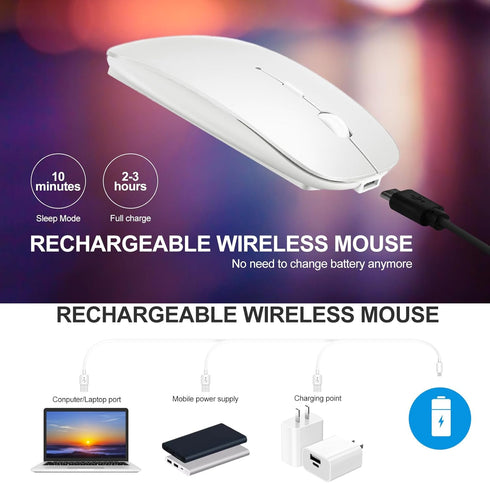 KLO 4 Modes Rechargeable Bluetooth Mouse/Bluetooth 3.0/5.2+USB-2.4G/Type-C,Bluetooth Mouse for MacBook pro/MacBook air/Laptop/iMac/ipad/Notebook/p...