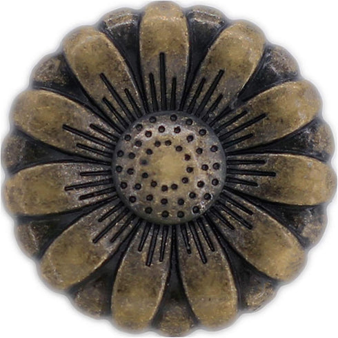 Bezelry 12 Pieces Morning Flower Metal Shank Buttons. 14mm (9/16 inch) (Antique Brass)...