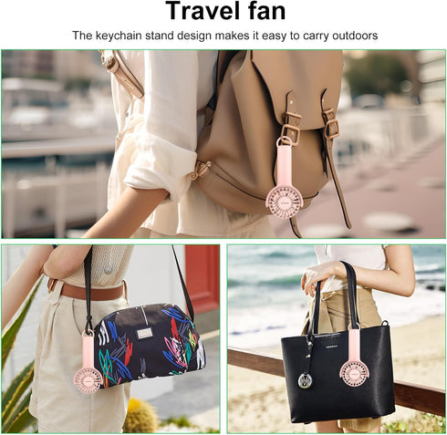 Portable Handheld Fan,2 IN 1 Mini Personal Fan, Small Desk Fan with Keychain Stand, Powerful Cooling Fan, Quiet Hand Fan, Beach Travel Fan, USB Re...