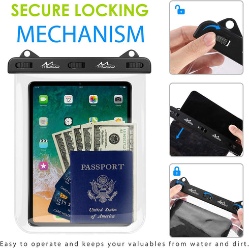 MoKo Waterproof Tablet Case, Tablet Pouch Dry Bag Compatible with iPad 10th, iPad 9/9.7/10.2, iPad Mini 6/5/4/3, iPad Air 5/4, Air 3 10.5, iPad Pr...