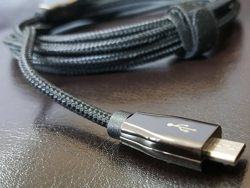 6 Foot Braided Nylon Micro Black Chrome USB Charge/Sync Cable...