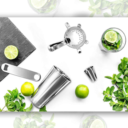 NutriChef Mixology Bartender Cocktail Shaker Set - Includes 15 & 30 oz Stainless Steel Shakers, 6 Bottle Pourers & More - Essential Martini Making...