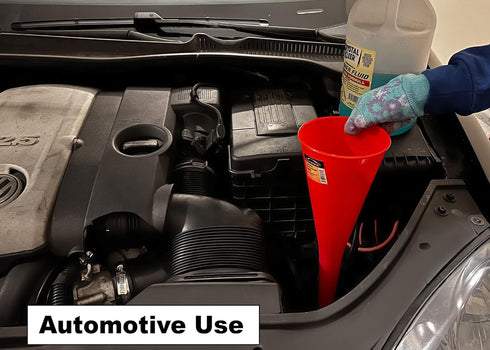 Round Kitchen Funnel for Bottles & Containers - Automotive Oil Funnel for Gas & Lubricants (12.0 Fluid Ounces, Red)...