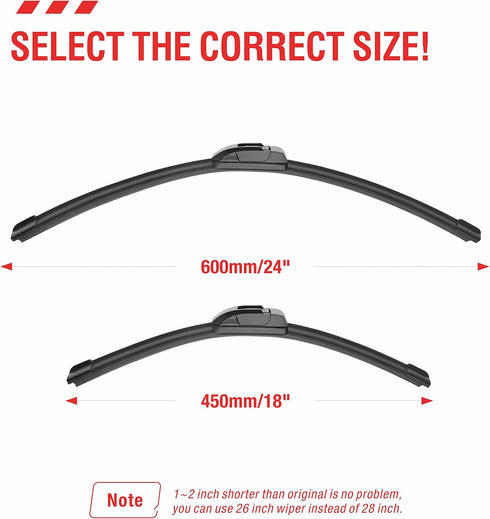 OEM Quality Performance Premium windshield wiper blades 24 and 18,All-Season Auto Replacement Wiper Blades,Fit Toyota Corolla 2008-2003,Cadillac C...