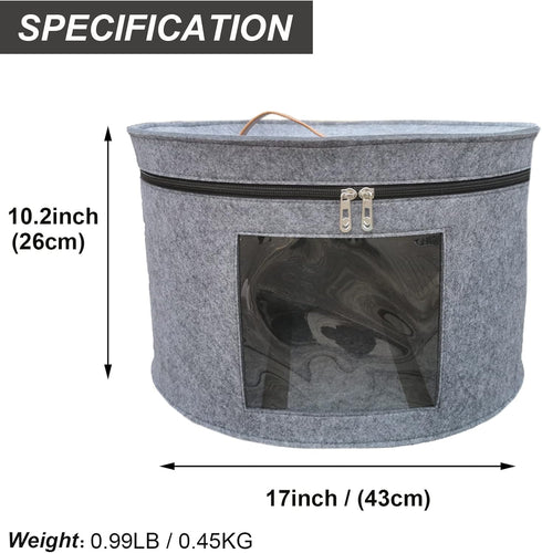 Hat Storage Box 17" D x 10.2" H Hat Travel Case Clothes Storage Bin for Women Stuffed Animal Toy Organizer Closet Organizer Bucket with Lid and Tr...