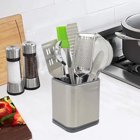 Flatware Holder Stainless Steel Small Utensil Crock - 4.6 Tall...