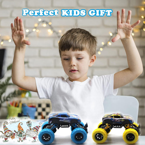 Toy Trucks for Boys Pull Back Cars for Toddlers, Alloy Toy Car Educational Toy Monster Trucks Inertia Car Toy for Boys Girls Toddler (Yellow)...