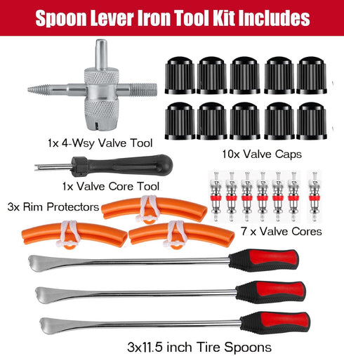 11.5" Tire Spoons Motorcycle Dirt Bike Tire Changing Tools Iron Set,Tire Spoon Levers Tire Changer Kit for ATV Lawn Mower with Tire Spoons, Rim Pr...