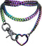 paloli Women's Slip Chain Rainbow Heart O-Ring Chunky Chain Necklace, Rays Cuban Long Layered Jewelry, Adjustable Lariat Y-Necklace Heart Loop Cho...