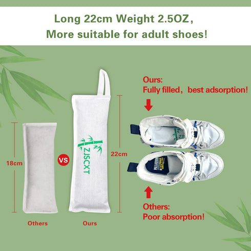 Charcoal Shoe Deodorizers- Eliminator Inserts for Work Boot, Sneakers, Gym Bags Smell Absorber with Box Opener (2 Packs)...