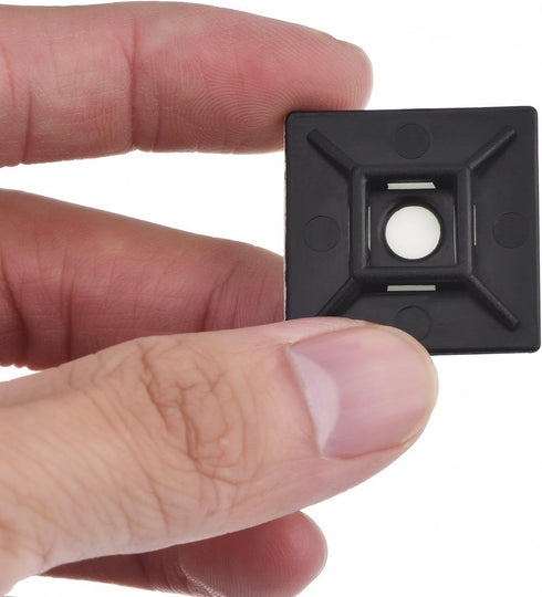 100 Pack Black Zip Tie Adhesive Mounts Self Adhesive Cable Base Holders with Black Multi-Purpose Cable Tie (Length 200 mm, Width 2.8 cm)...