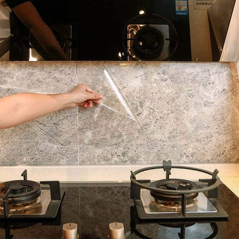 Kitchen Backsplash Wall Protector Transparent Kitchen Oil Proof Sticker Self-Adhesive Film Removable Paper for Cupboard Household 15.7In×118In...