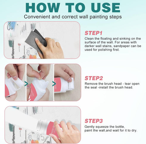 Small Roller Wall Patching Brush, Wall Repair Paste Roller with 2 Sandpaper, Wall Repair Paste for DIY Renovation Wall Surface Hole Fill Quick...
