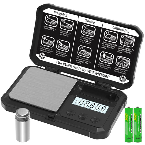 WEIGHTMAN Gram Scale, 200/0.01g Black Scale, Scales Digital Weight Grams with 50G Calibration Weight, Digital Pocket Scale Gram and OZ, Small Digi...