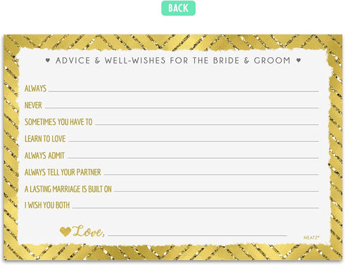 50 Wedding Advice Cards & Well Wishes for the Bride and Groom - Bridal Shower Games, Wedding Games, Wedding Decorations, Wedding Guest Book Altern...