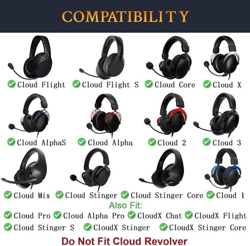 SOULWIT Replacement Earpads for HyperX Cloud 1/2/Pro/Core/Alpha/Alpha S/Flight/Stinger/Mix/CloudX/CloudX Chat, Ear Pads Cushions with Durable Mesh...